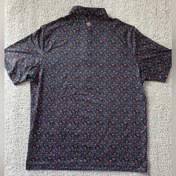 USA Palm silky soft short sleeve collared button polo shirt XL island print - Picture 7 of 14